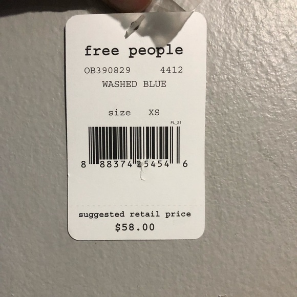 Free People Washed Blue Mock Neck Babydoll E - Picture 5 of 5